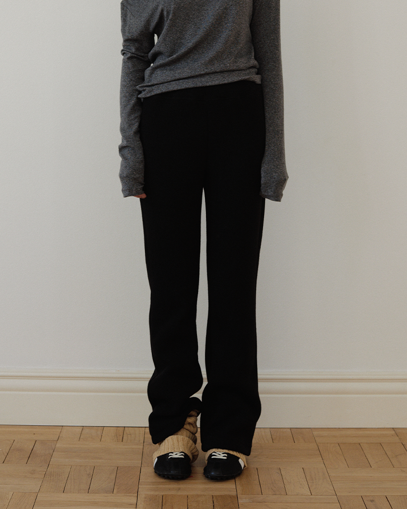 [3rd] Ribbed Fleece Bootcut Pants_Black
