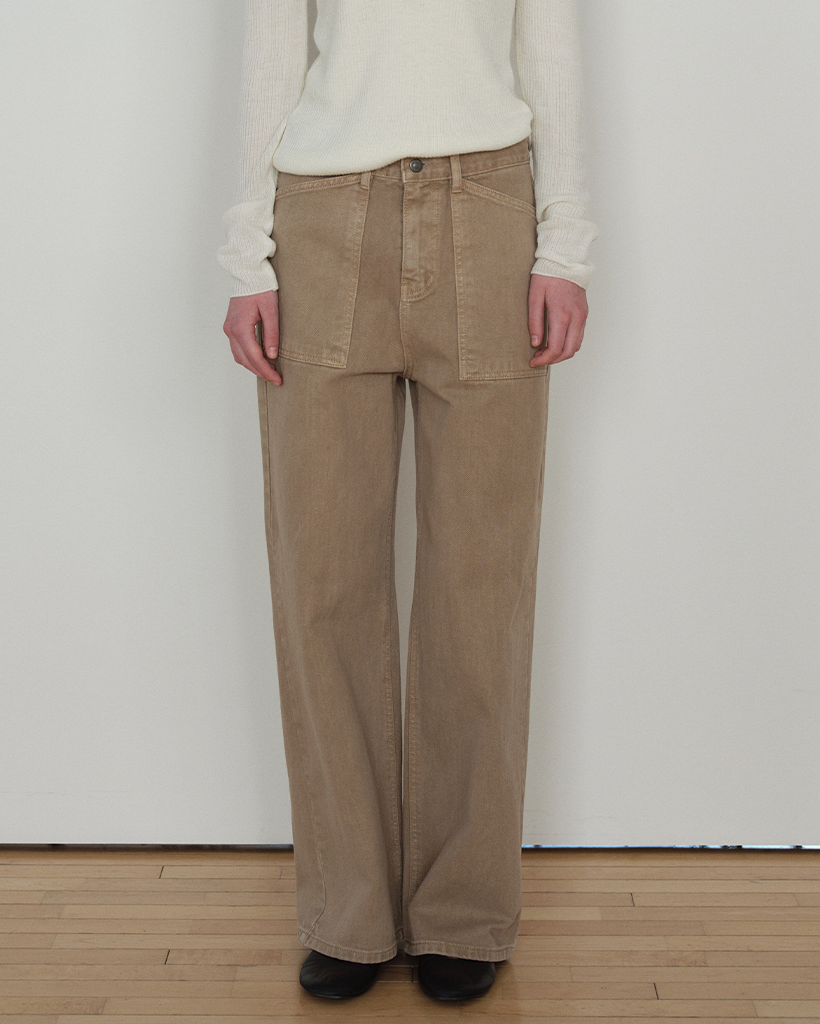 Dyeing Patch Pocket Denim_Beige