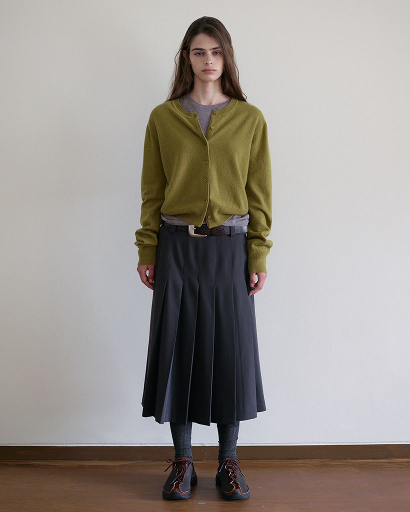 [8th] Clair Pleated Long Skirt_Charcoal