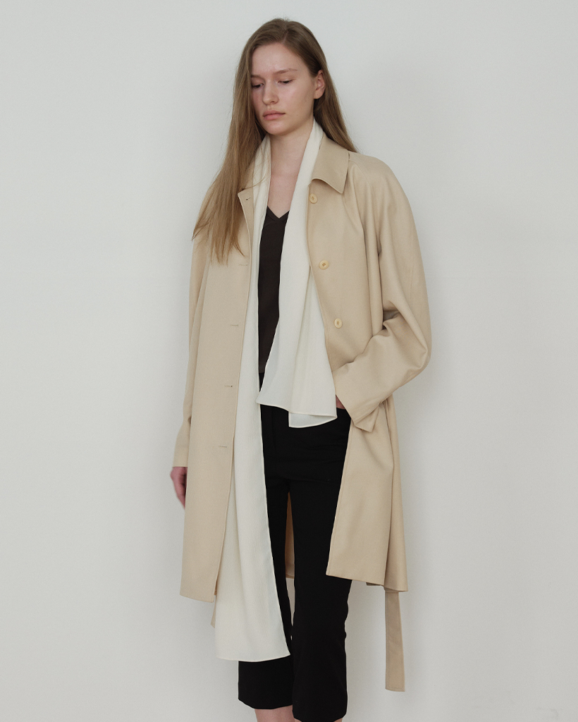 Fluid Half Trench Coat_Ecru