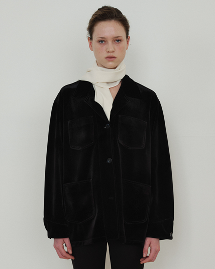 Velvet Work Jacket by Japanese Fabric_Black