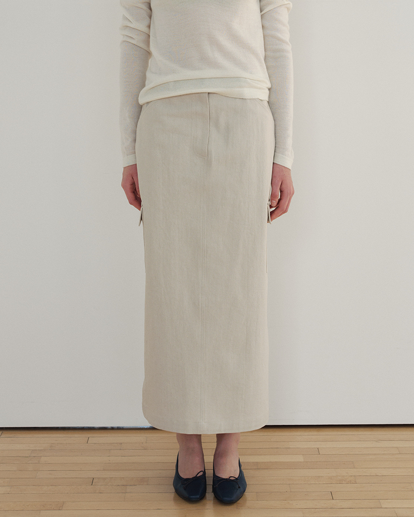 Utility Pocket Cargo Skirt_Cream