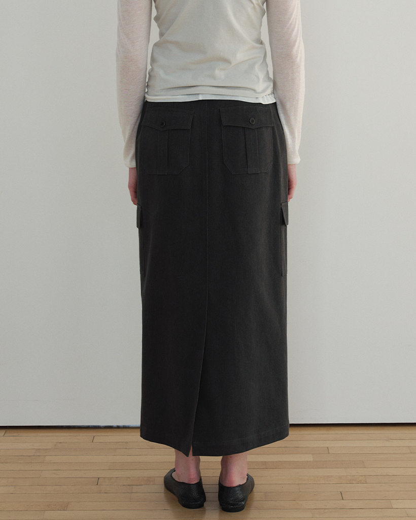 Utility Pocket Cargo Skirt_Charcoal