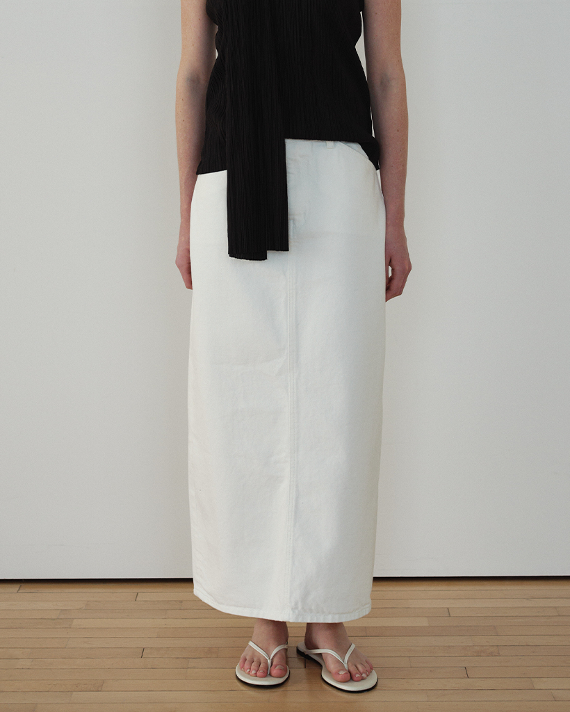 Denim Long Skirt_White