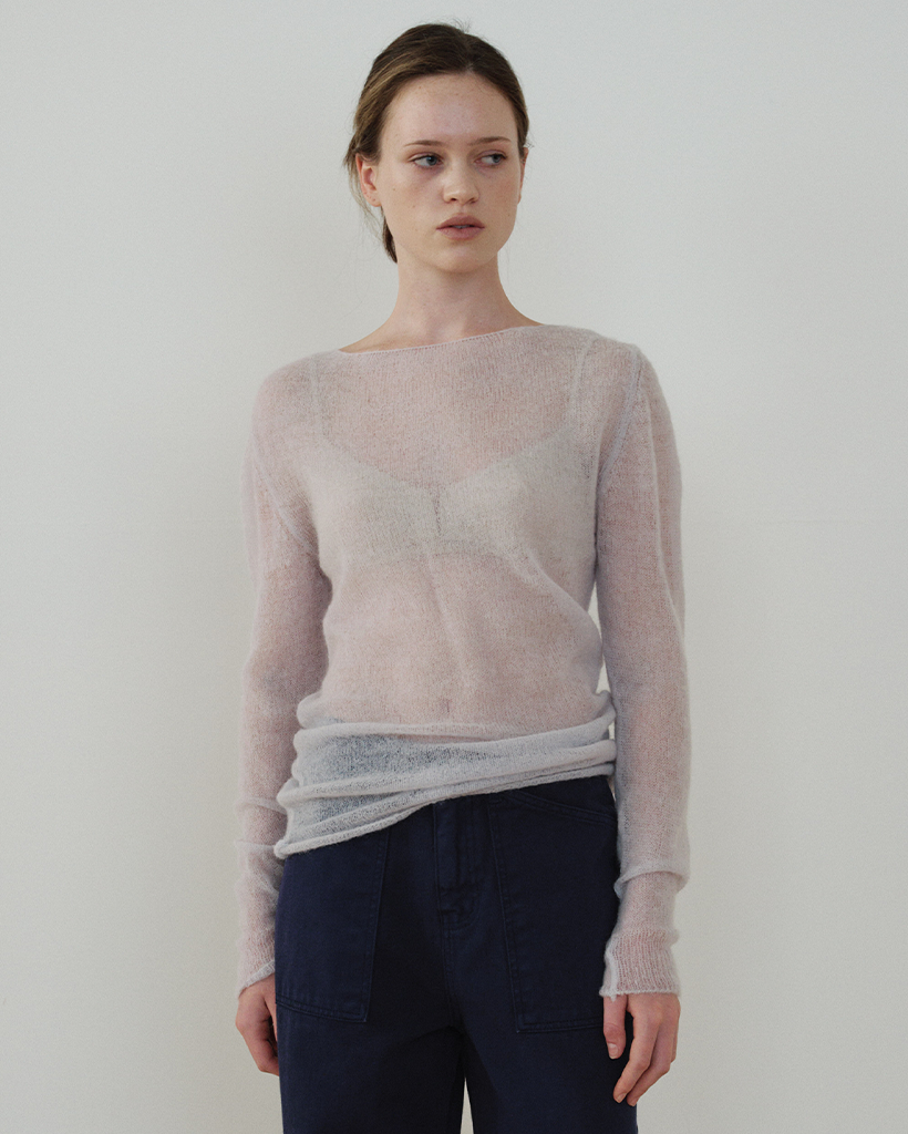 Mohair Boatneck Knit_Light Gray