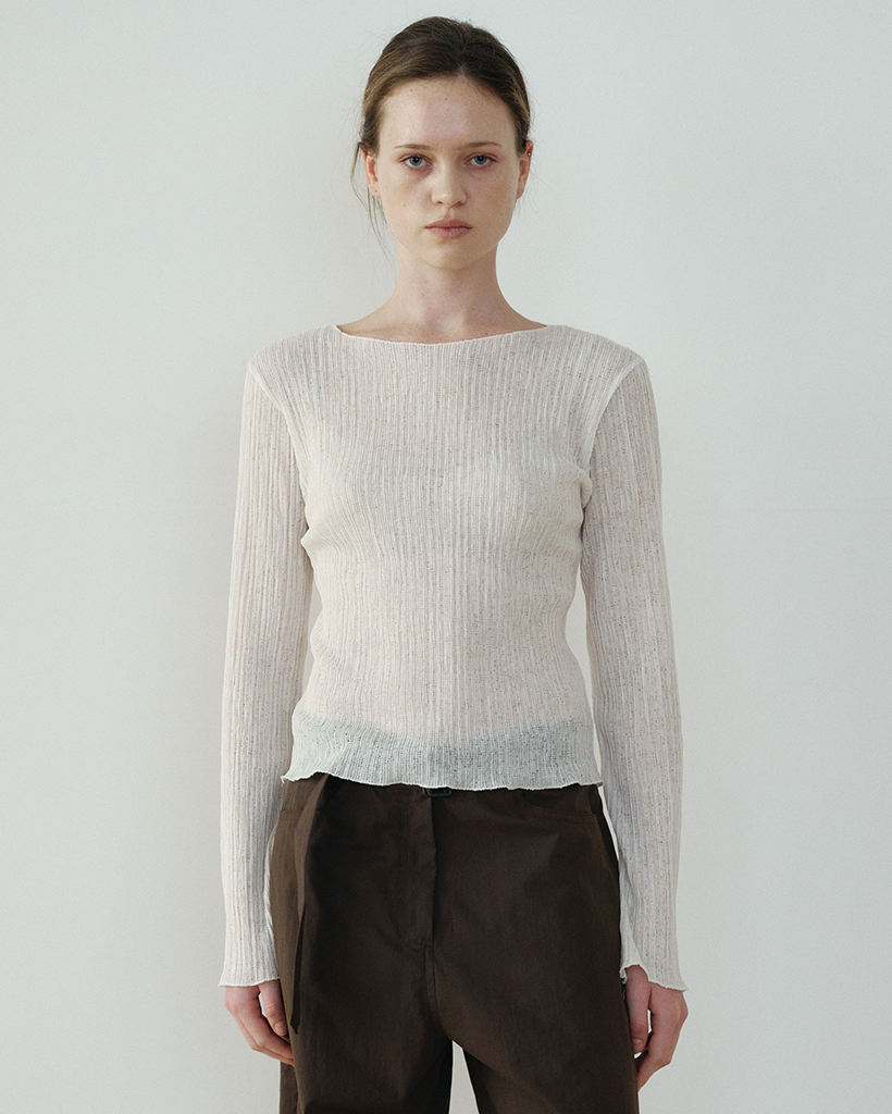 Wave Pleats Top_Cream