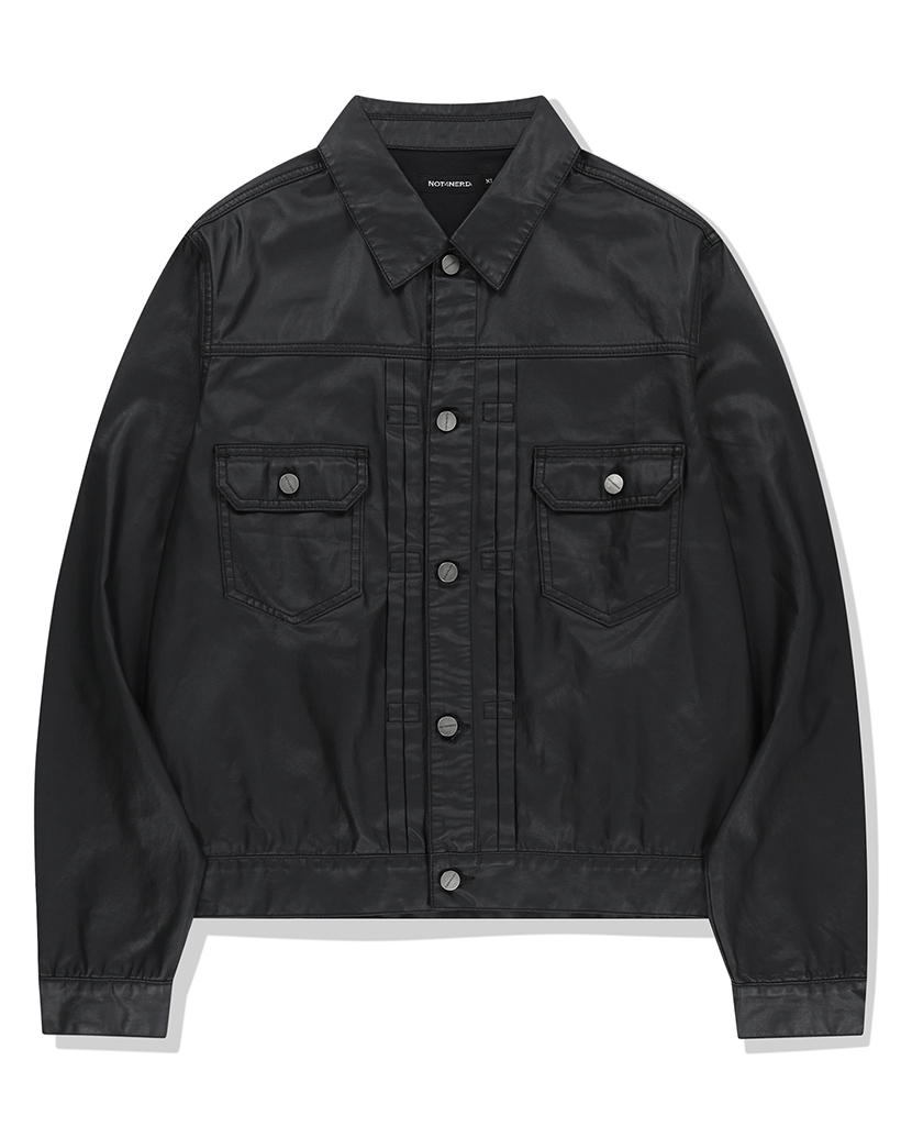 Abyss Eyes Coated Trucker Jacket - Black