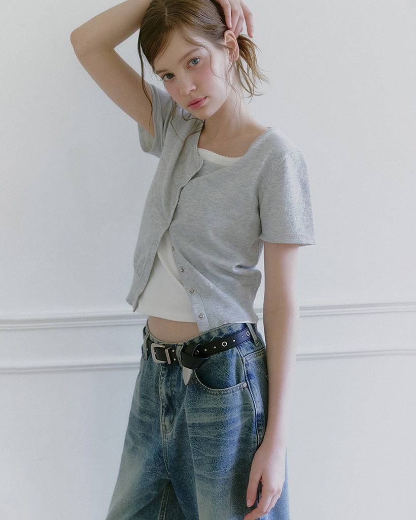 Agia Snap-button Short-sleeve Cardigan