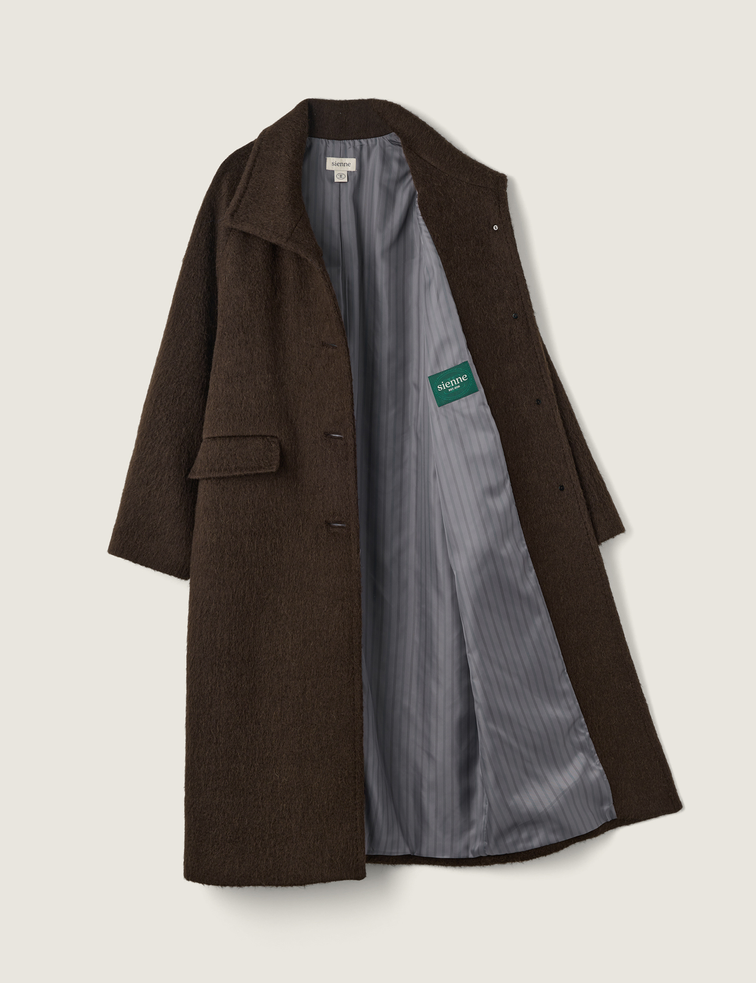 MEGU x Sienne] Alpaca Stitch Coat (Brown) | ファッション通販