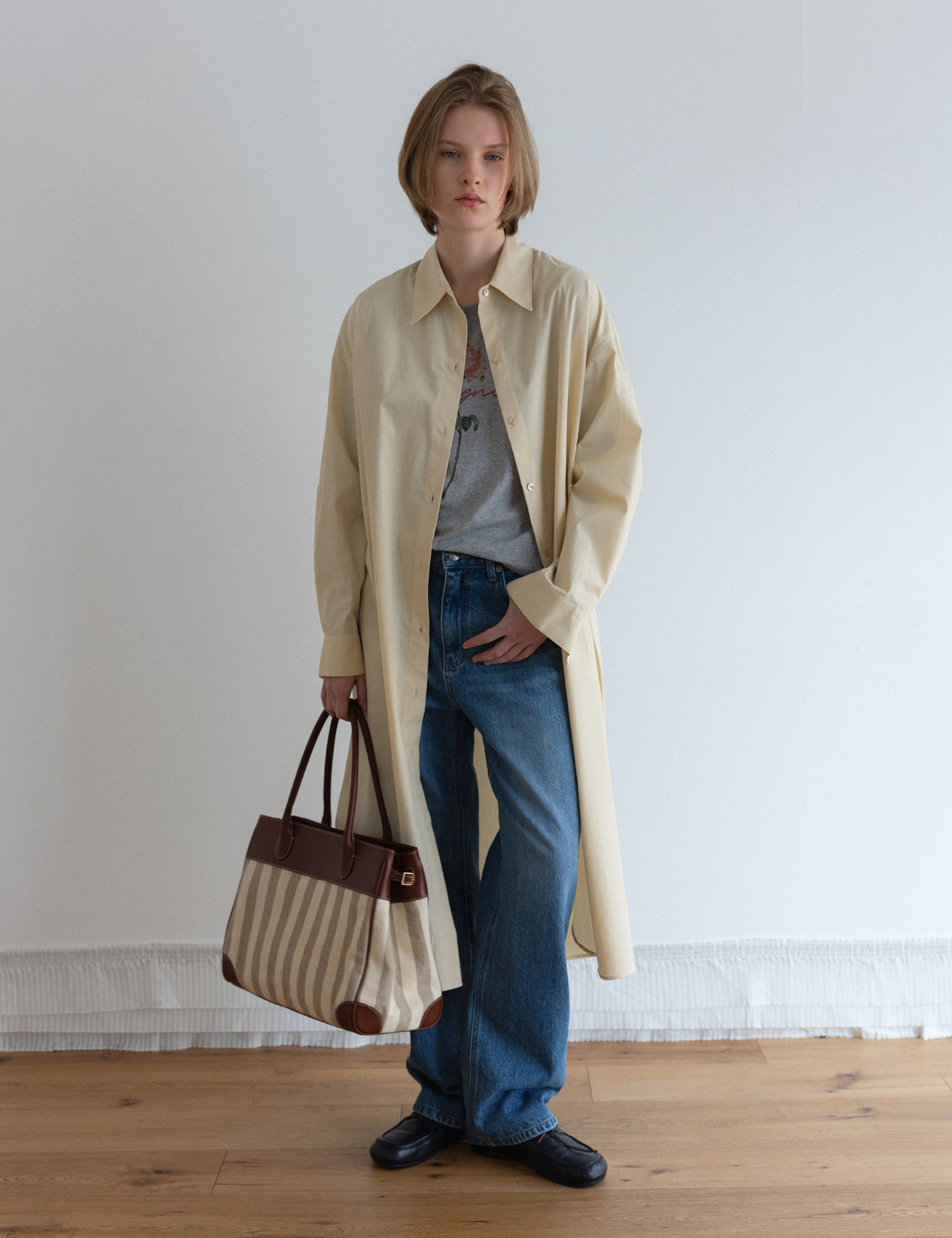 Amber Shirt Dress (Cream Beige)