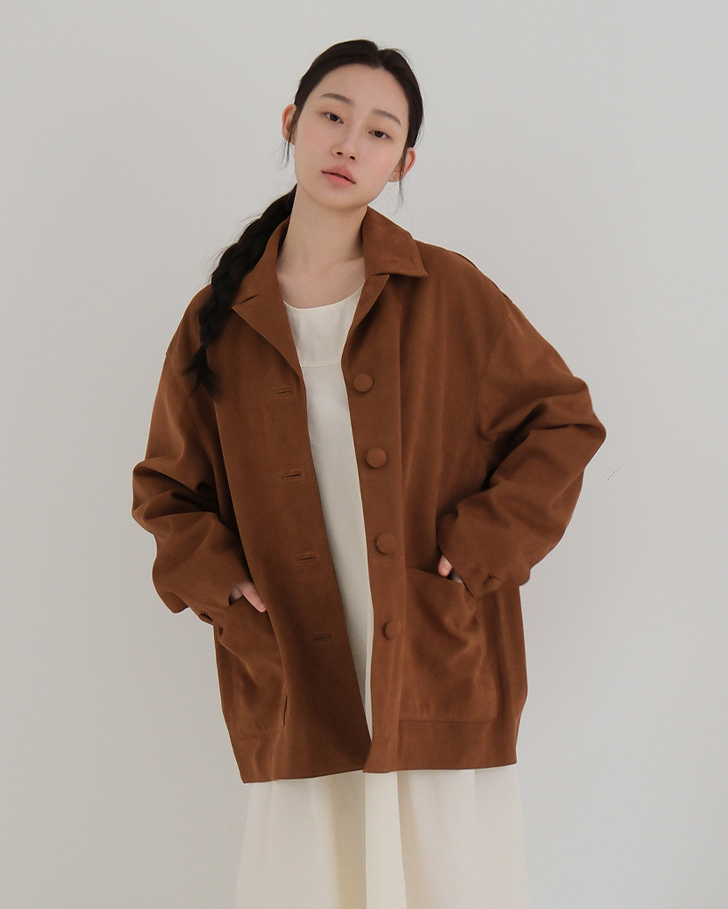 moui Single suede jacket (CAMEL)