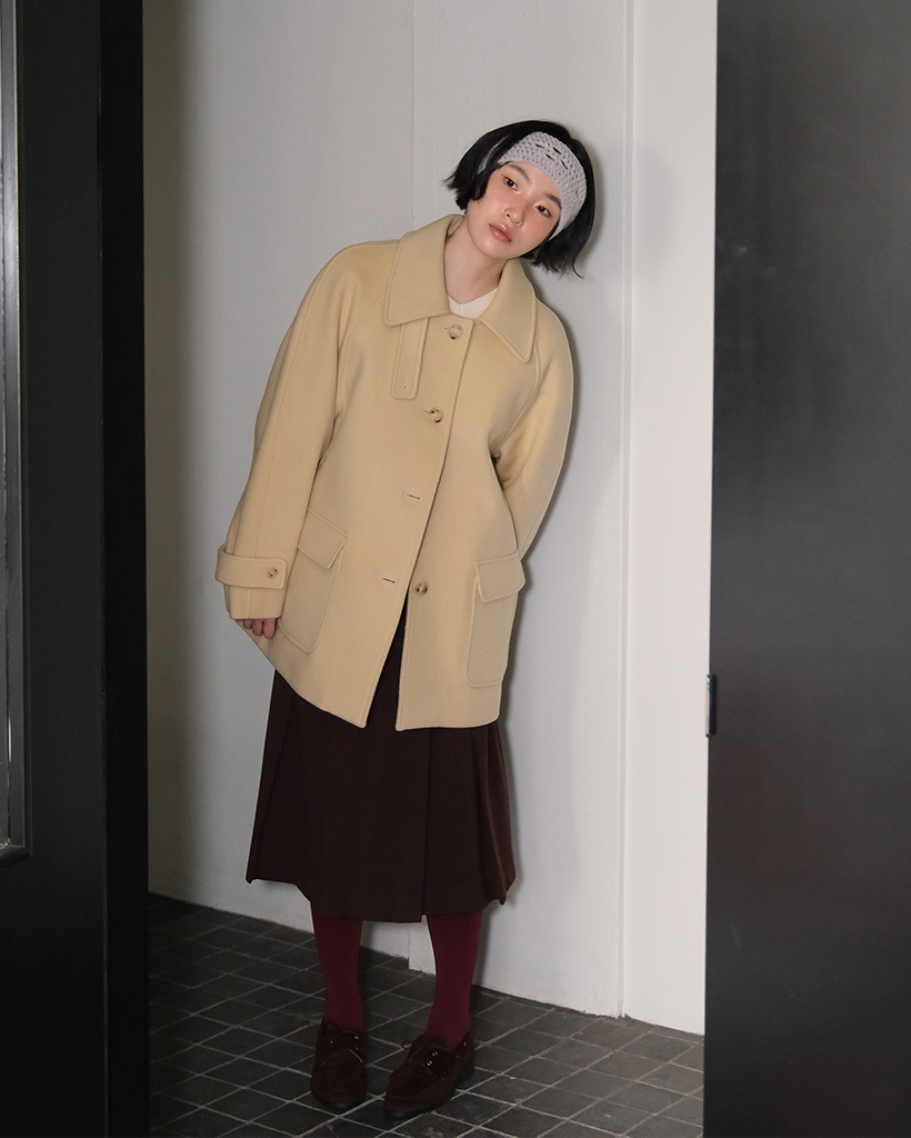 moui Classic Wool half coat (BUTTER)