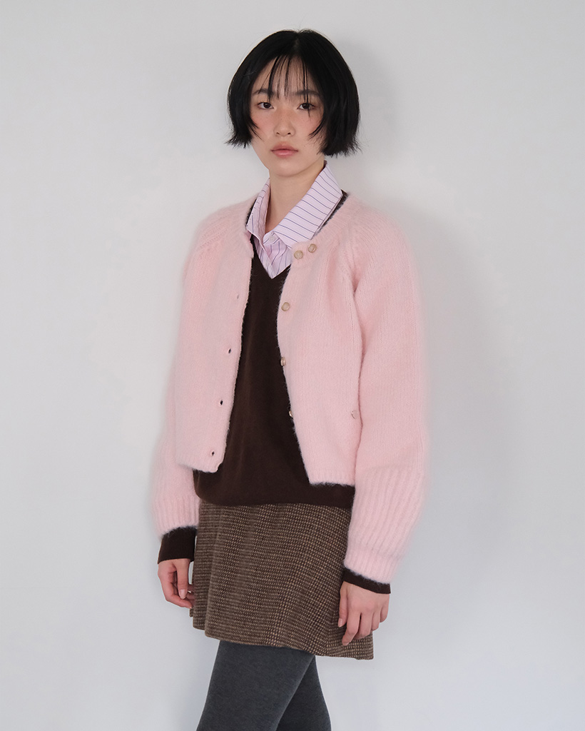 moui Cloud alpaca knit cardigan (PINK)