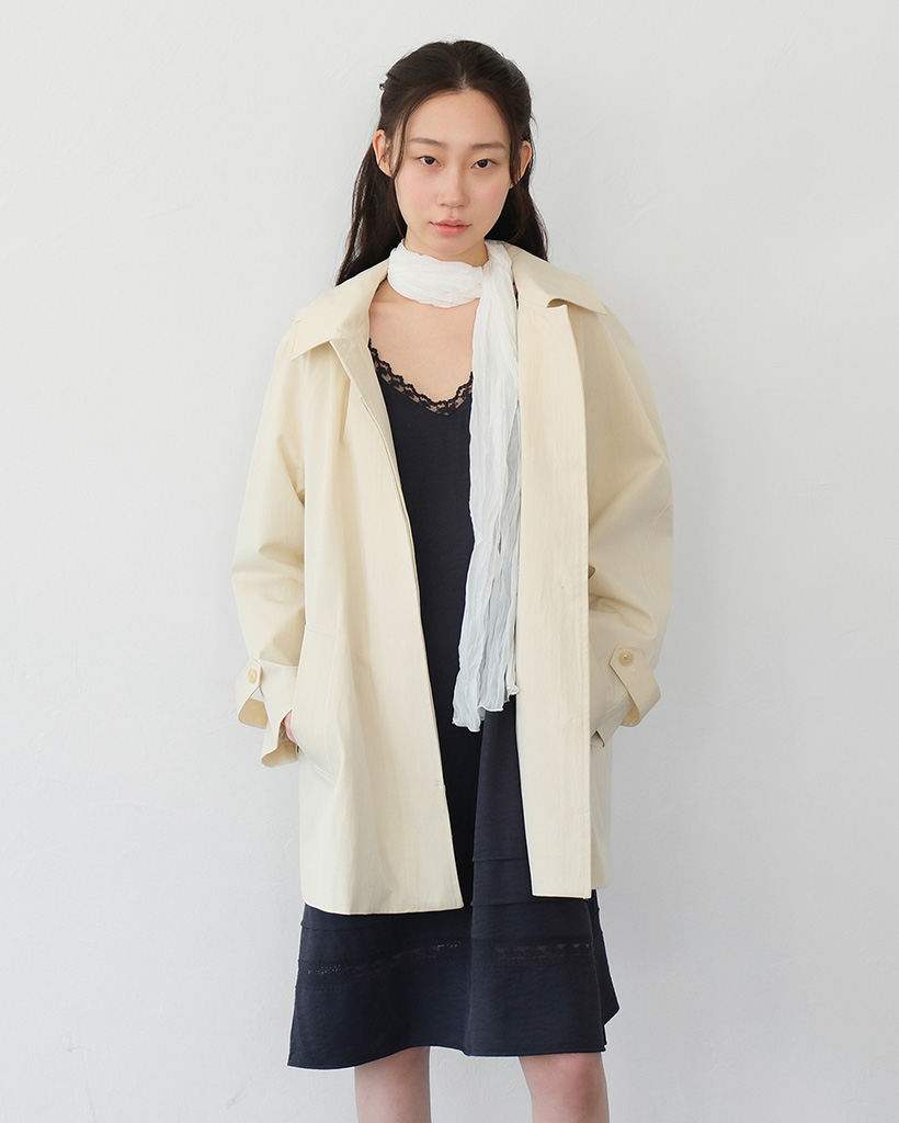 moui Hooded half trench coat (CREAM BEIGE)
