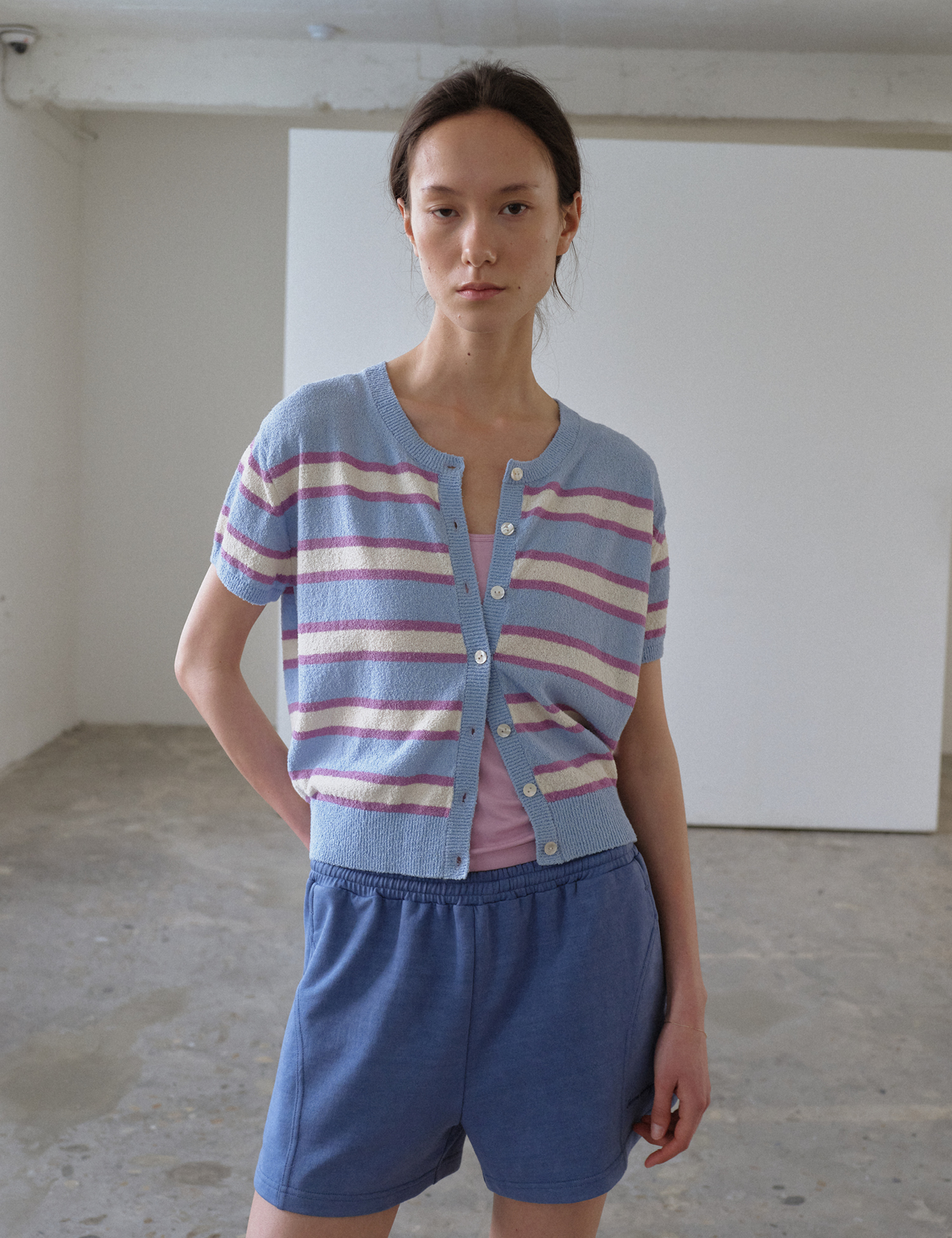 Ash Stripe Cardigan (Blue)