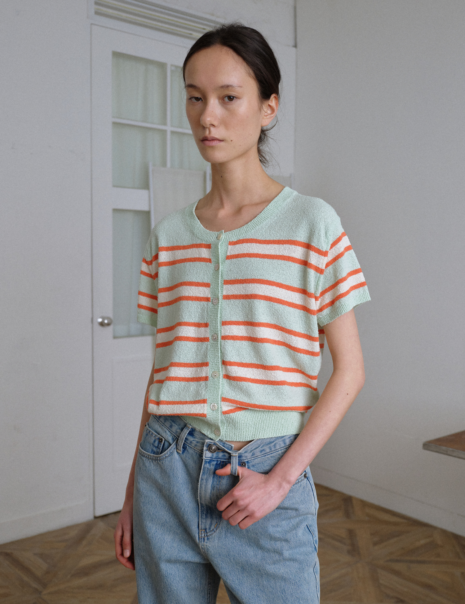Ash Stripe Cardigan (Mint)