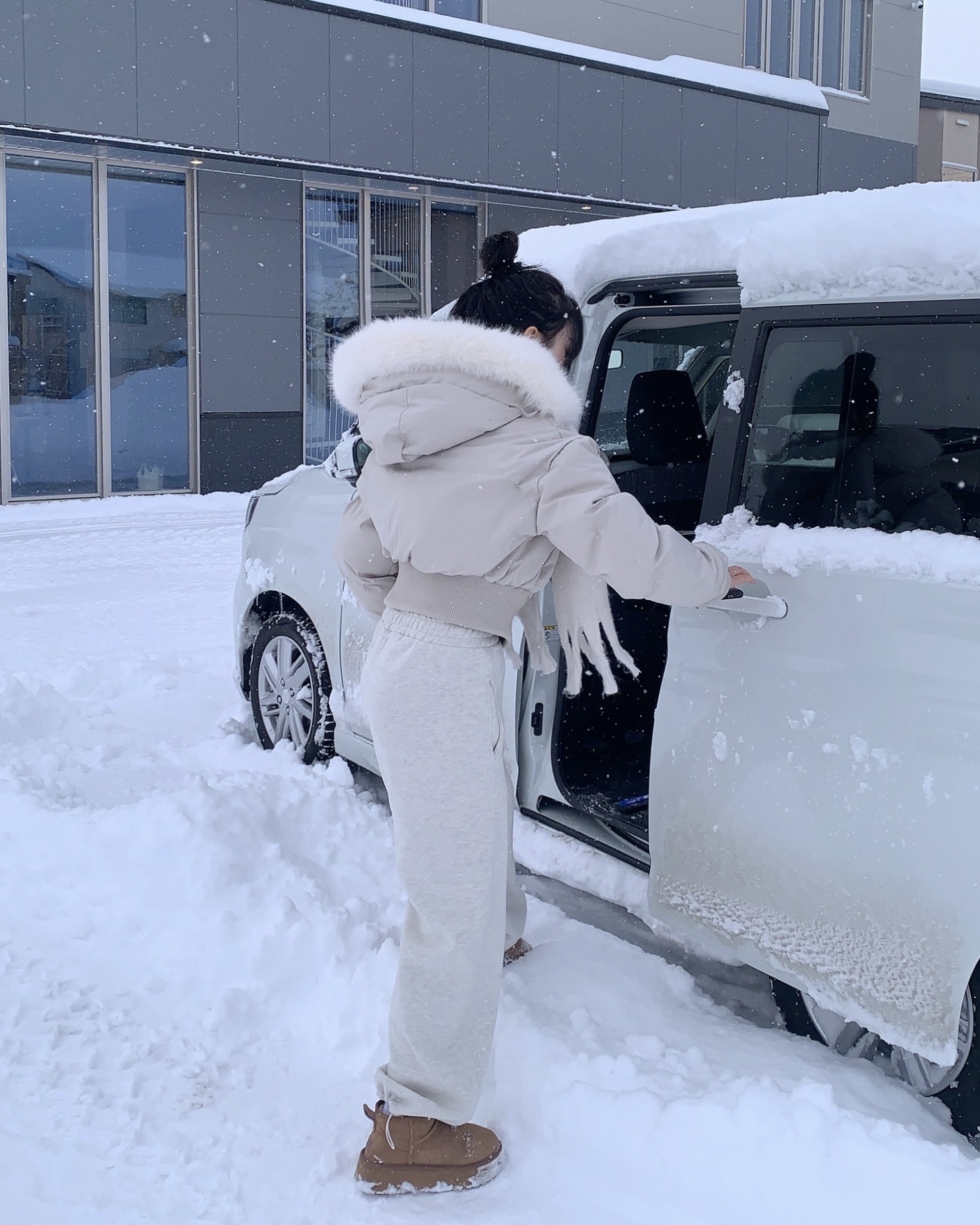 original]ファーフード付きクロップドダウン | ファッション通販サイト