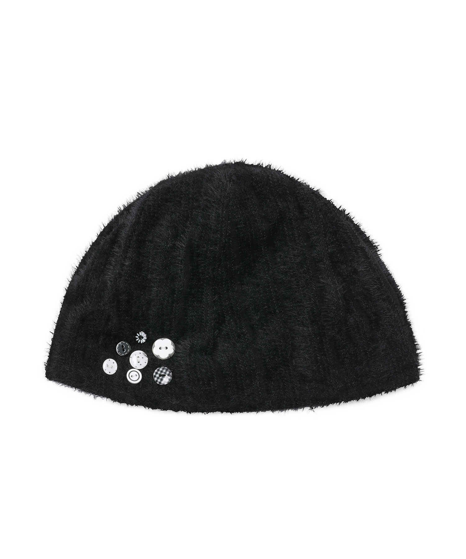 Influencer pick] ボタン フラッフィー ビーニー [ブラック