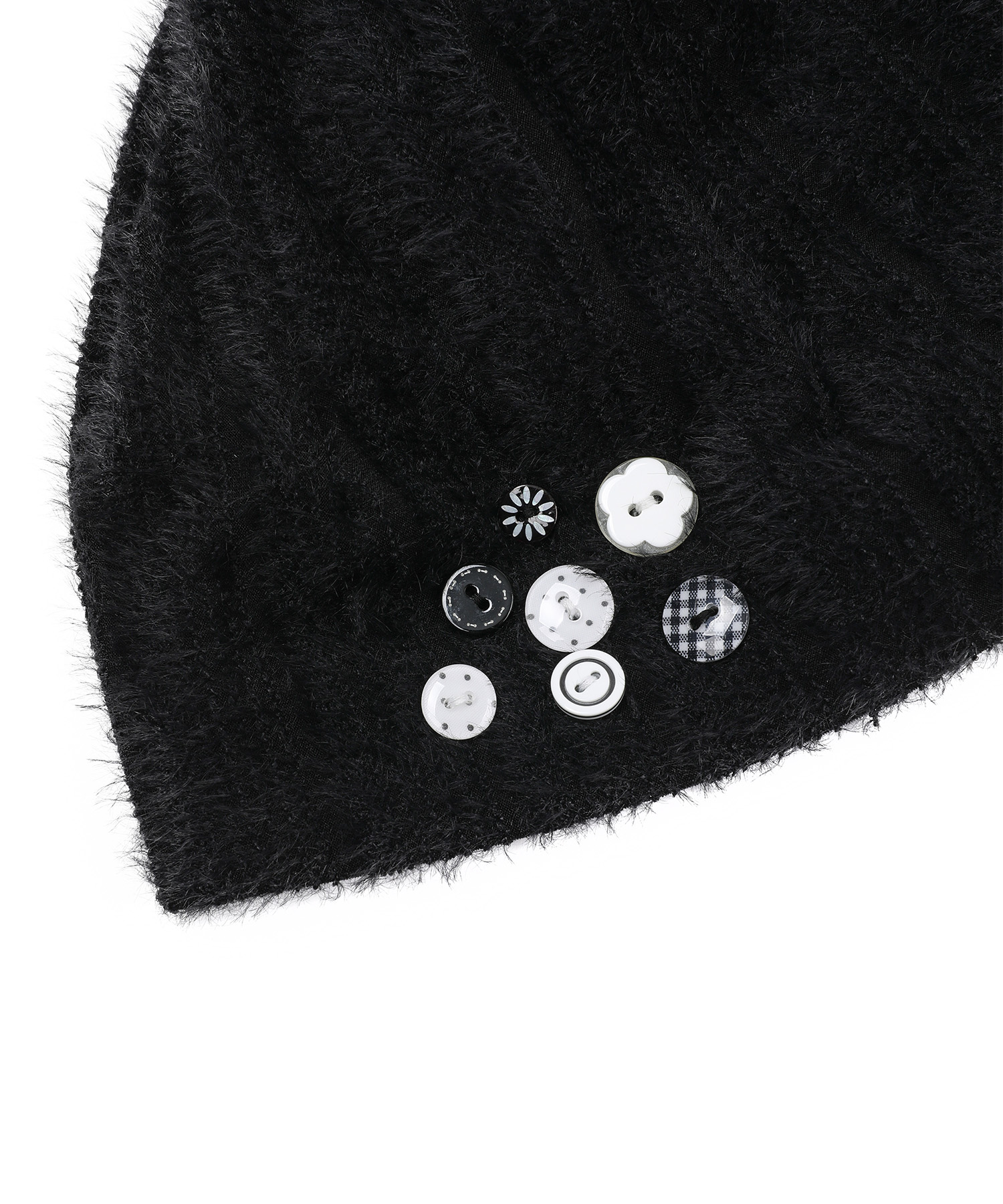 no mass prod ブラックニットビーニー ボタン付きの黒いニット帽 knit beanie / black（ニットビーニー / ブラック） | natto | ナット