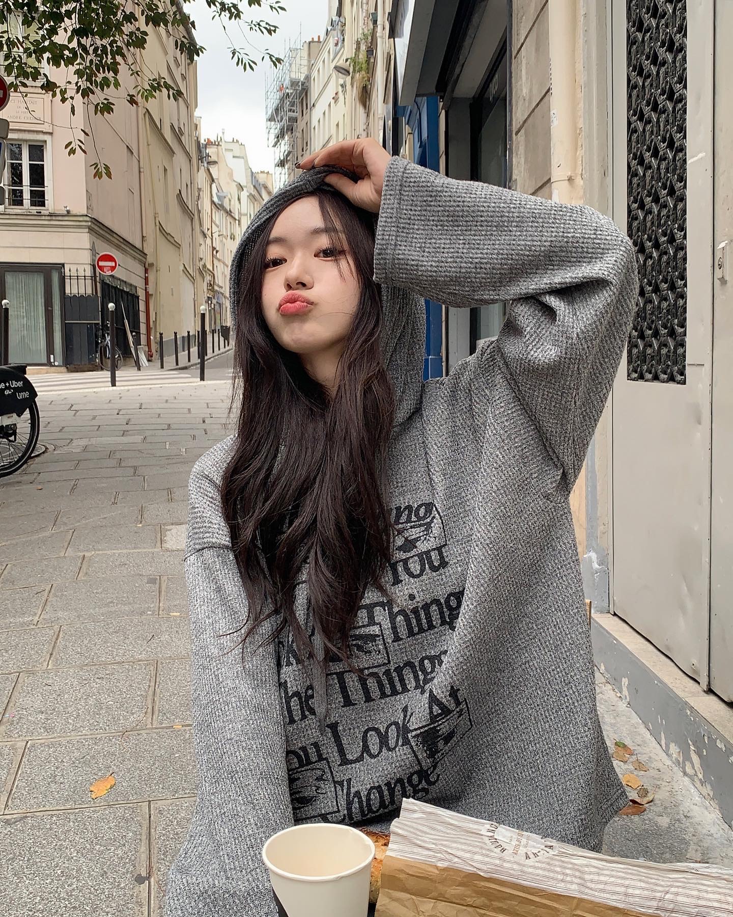 レタリングフード付きオーバーサイズTシャツ(4color