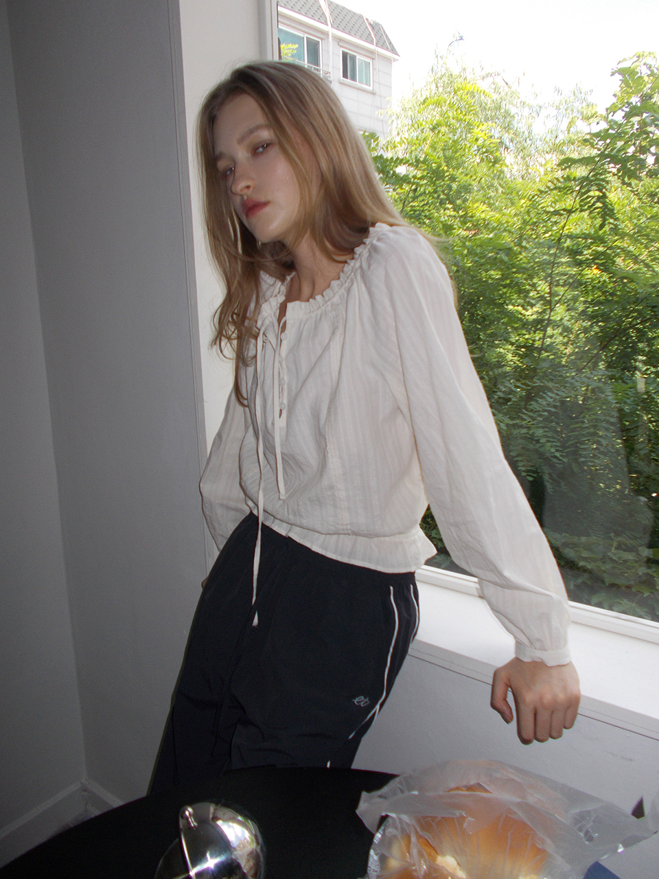 Cotton Lace Button Blouse, Cream