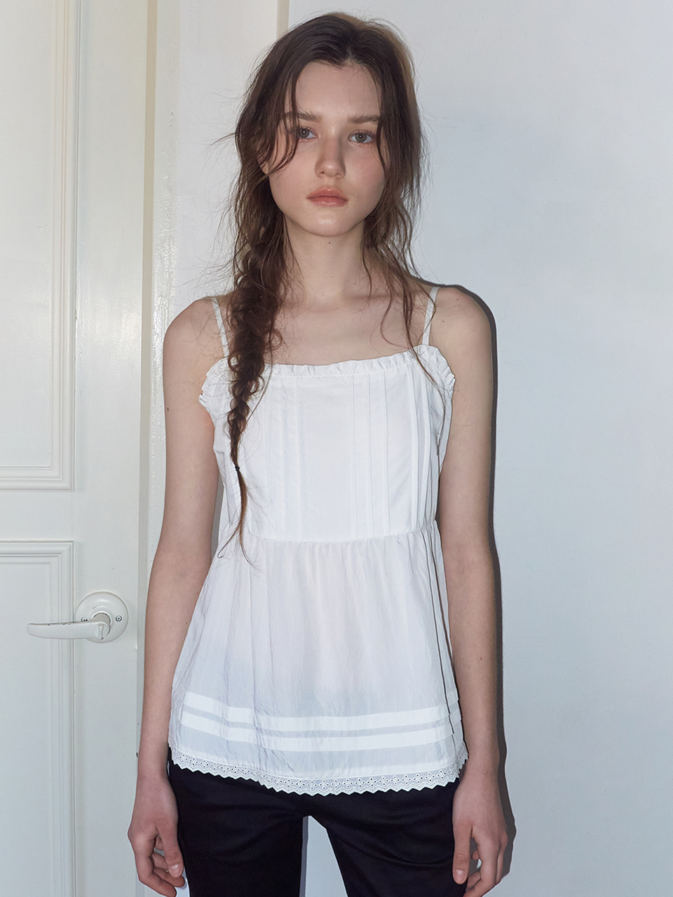 Pintuck Sleeveless Blouse, White