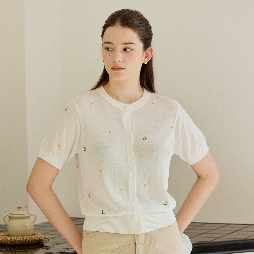 BLOOM STITCH CARDIGAN_WHITE | ファッション通販サイト NUGU
