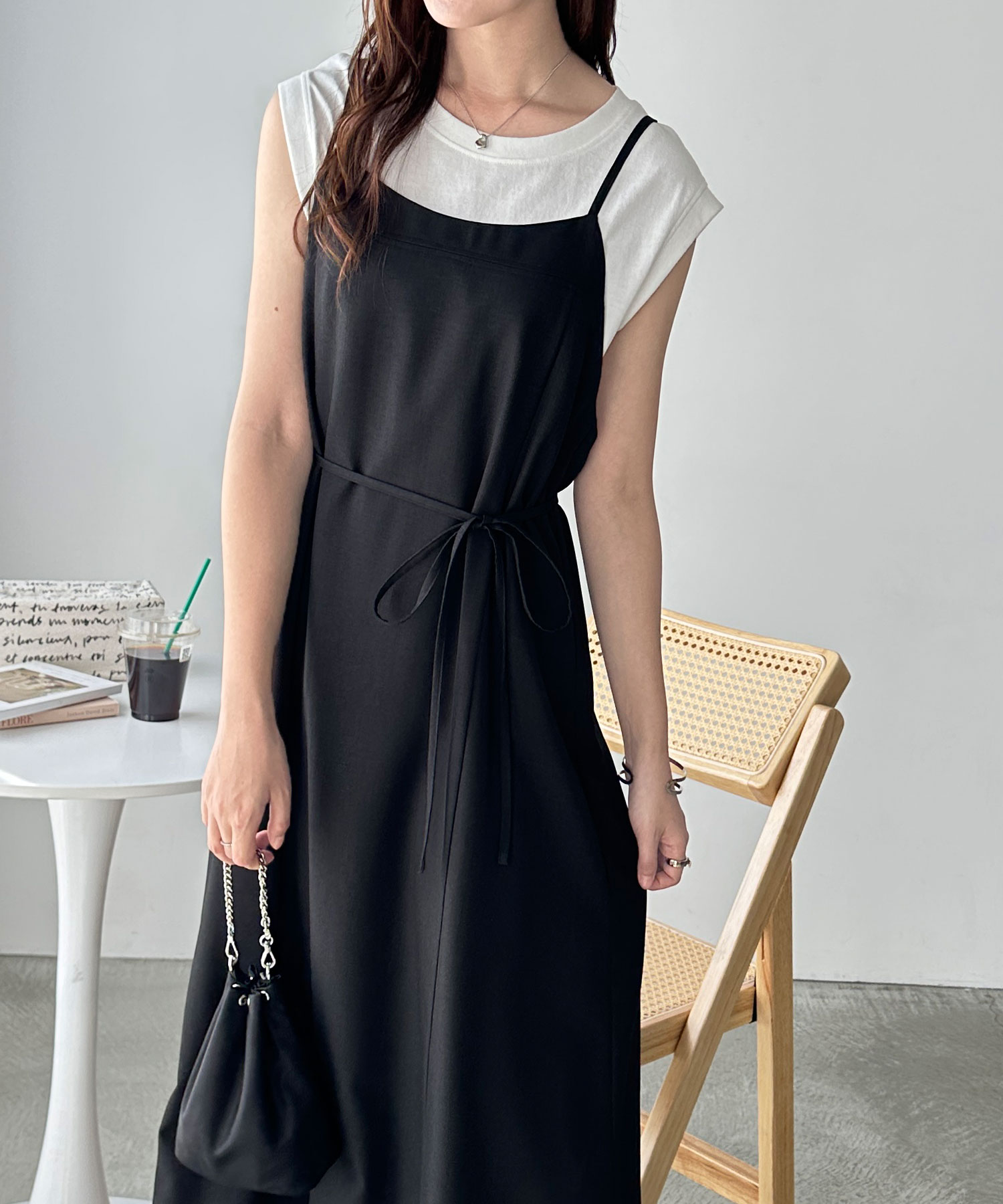 リネンライクウエストリボンキャミワンピース | ファッション通販