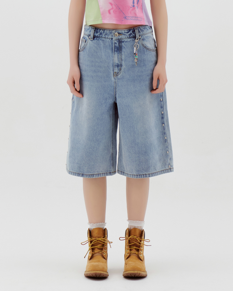 ★lalafox★RIVET MIDI DENIM PANTS★Blue★韓国★大人気★ RIVET MIDI DENIM PANTS BLUE | ファッション通販サイト NUGU