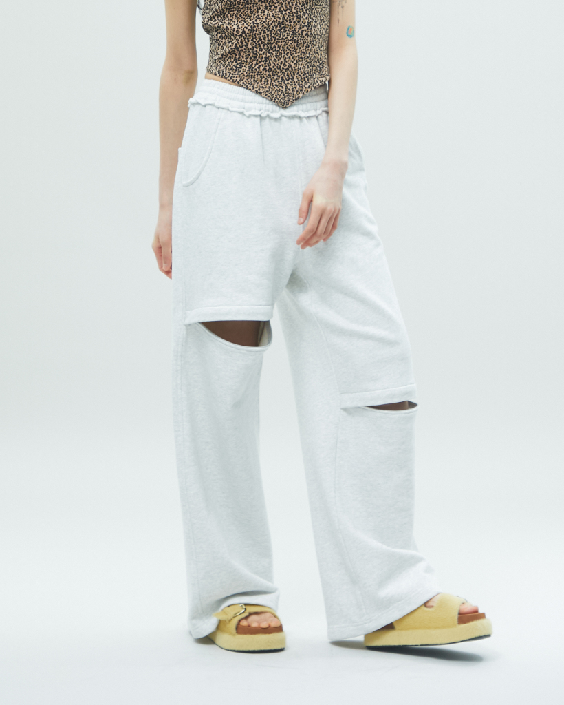 ZIPPERED SWEAT PANTS MELANGE GREY | ファッション通販サイト NUGU