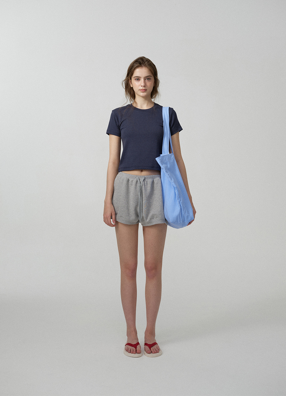 Belen Sweat Drawstring Shorts_Melange Grey