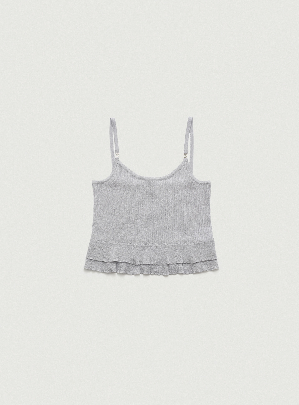 Bell Ruffle Sleeveless Knit Top_Light Gray