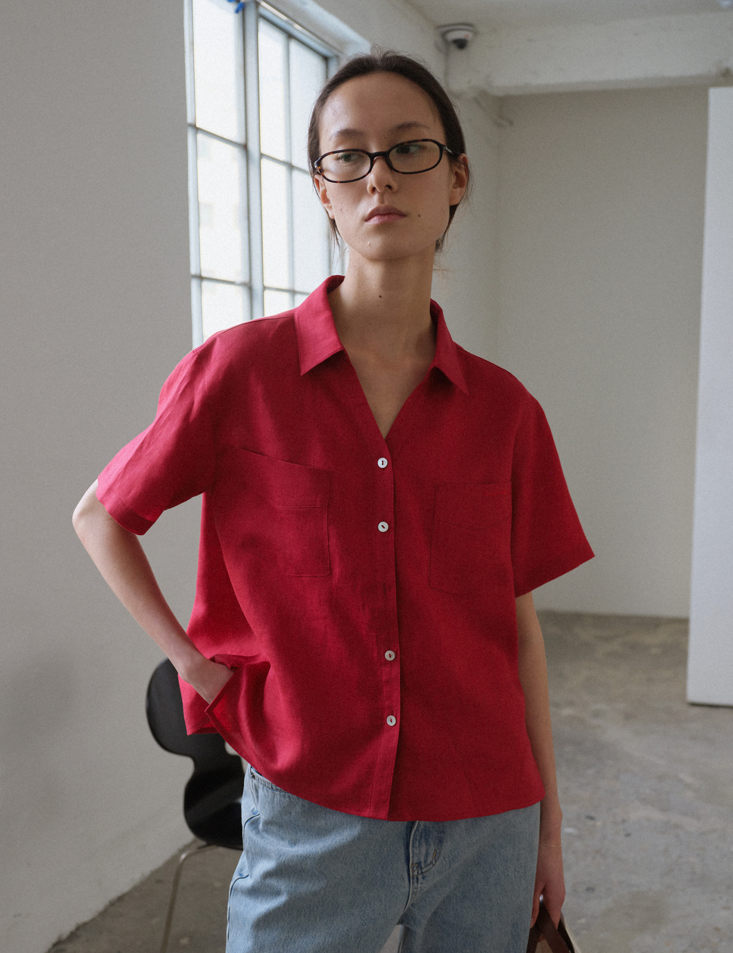 Belle Linen Shirt (Red)