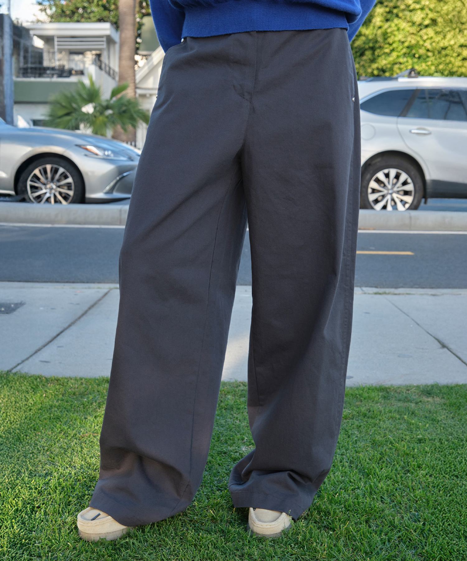 Bess Cotton Pants - Charcoal