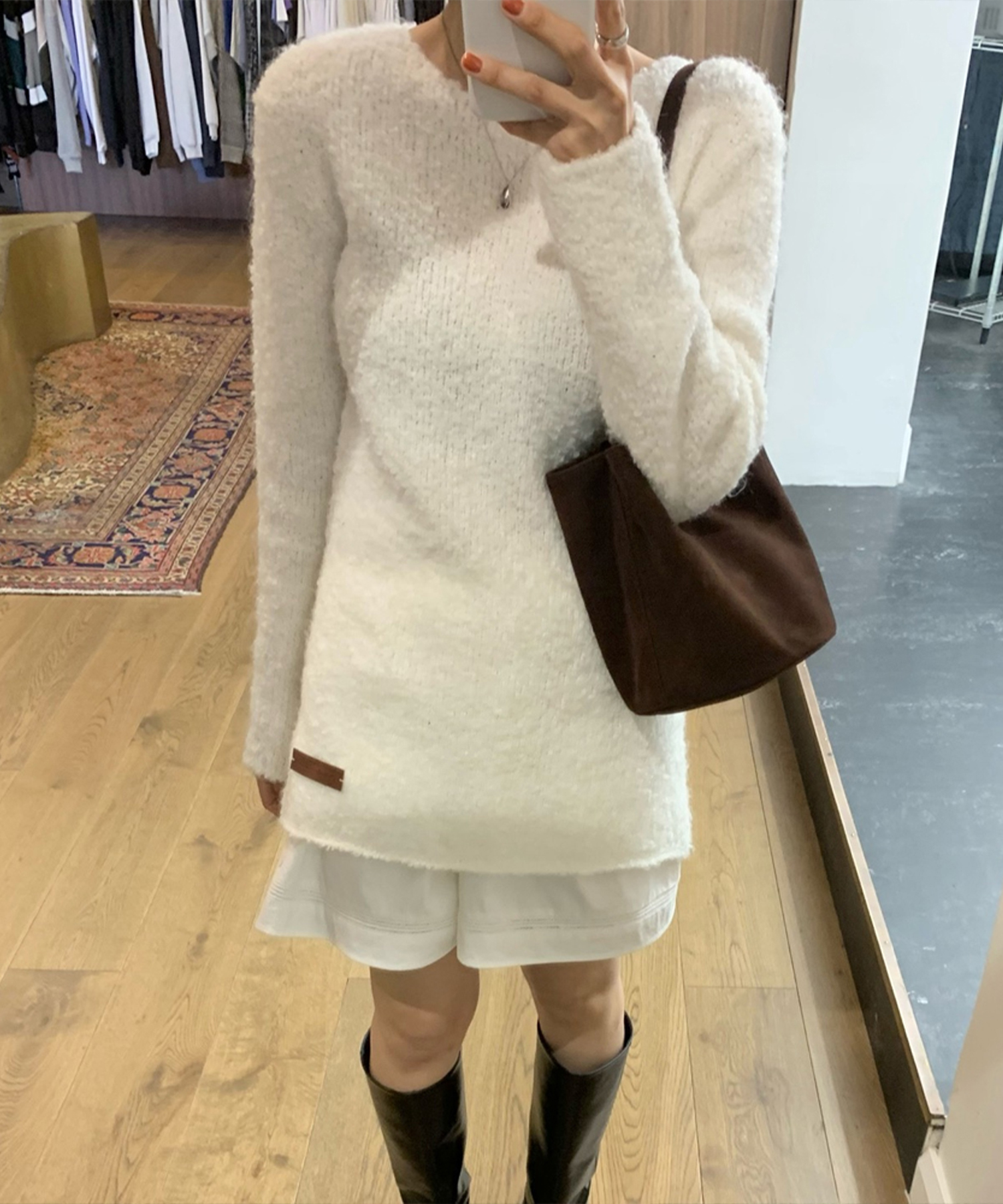 Boucle Long Sleeve Knit - Ivory