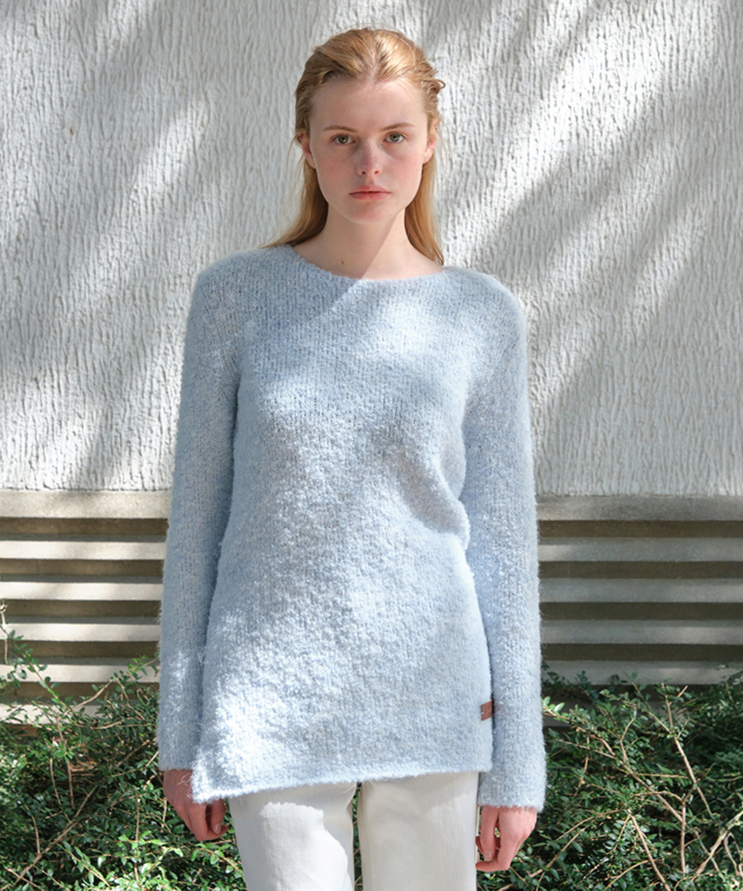 Boucle Long Sleeve Knit - Light Blue