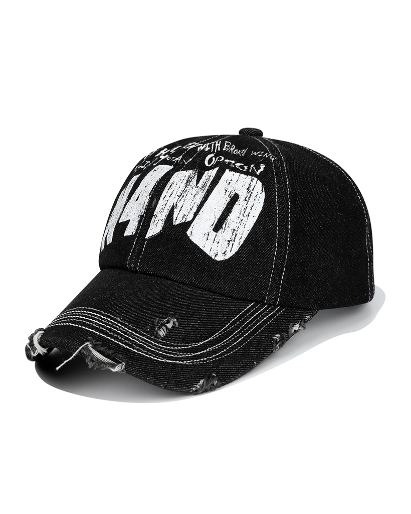 Broken Wings Denim Ball Cap - Black