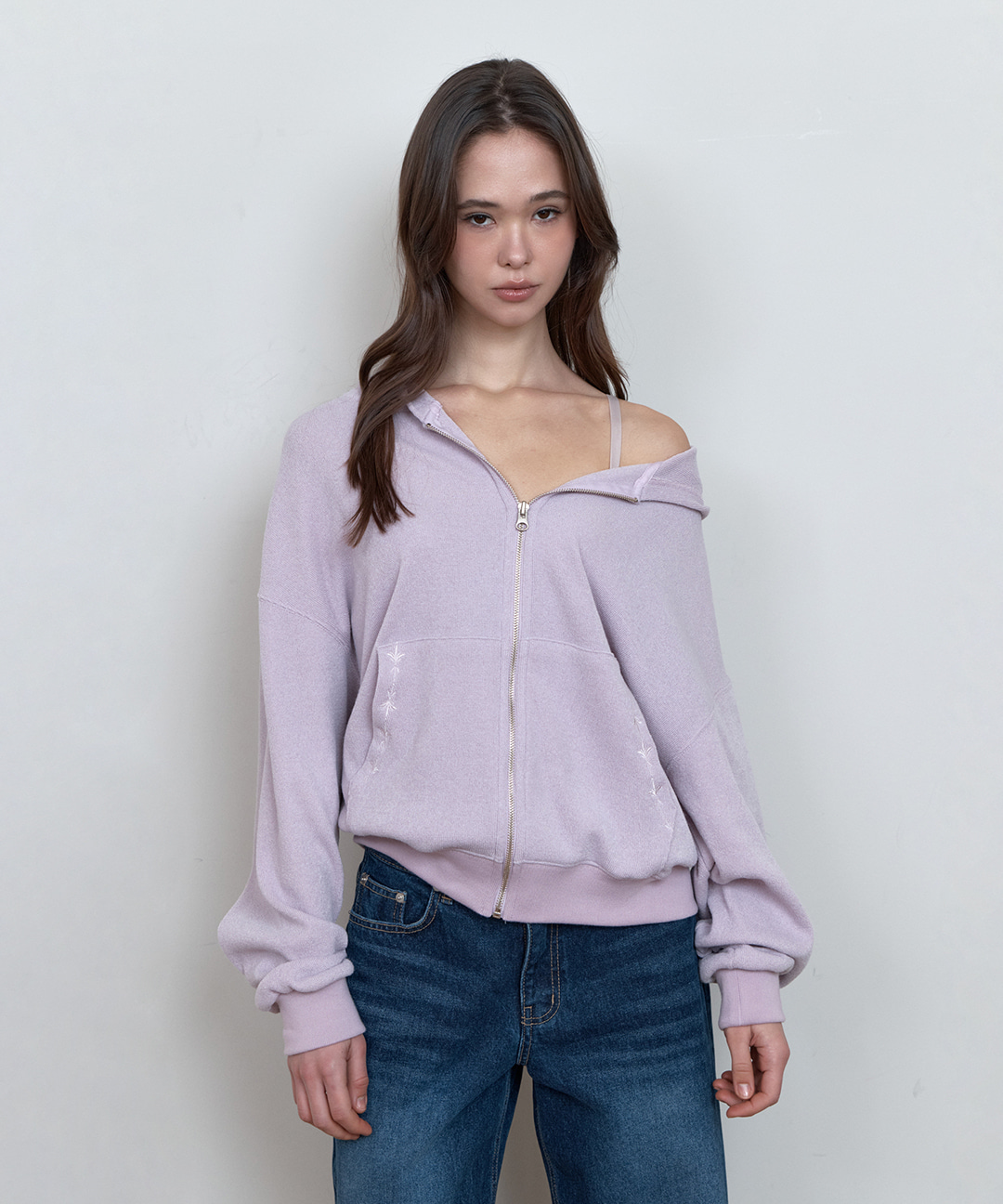 C HOODED KNIT ZIP-UP_PINK | ファッション通販サイト NUGU