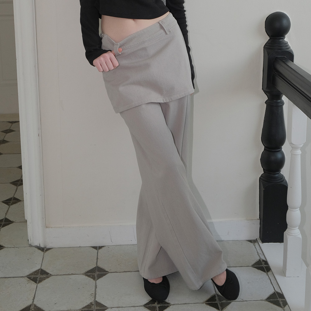 C LAYERED COTTON PANTS_GREY