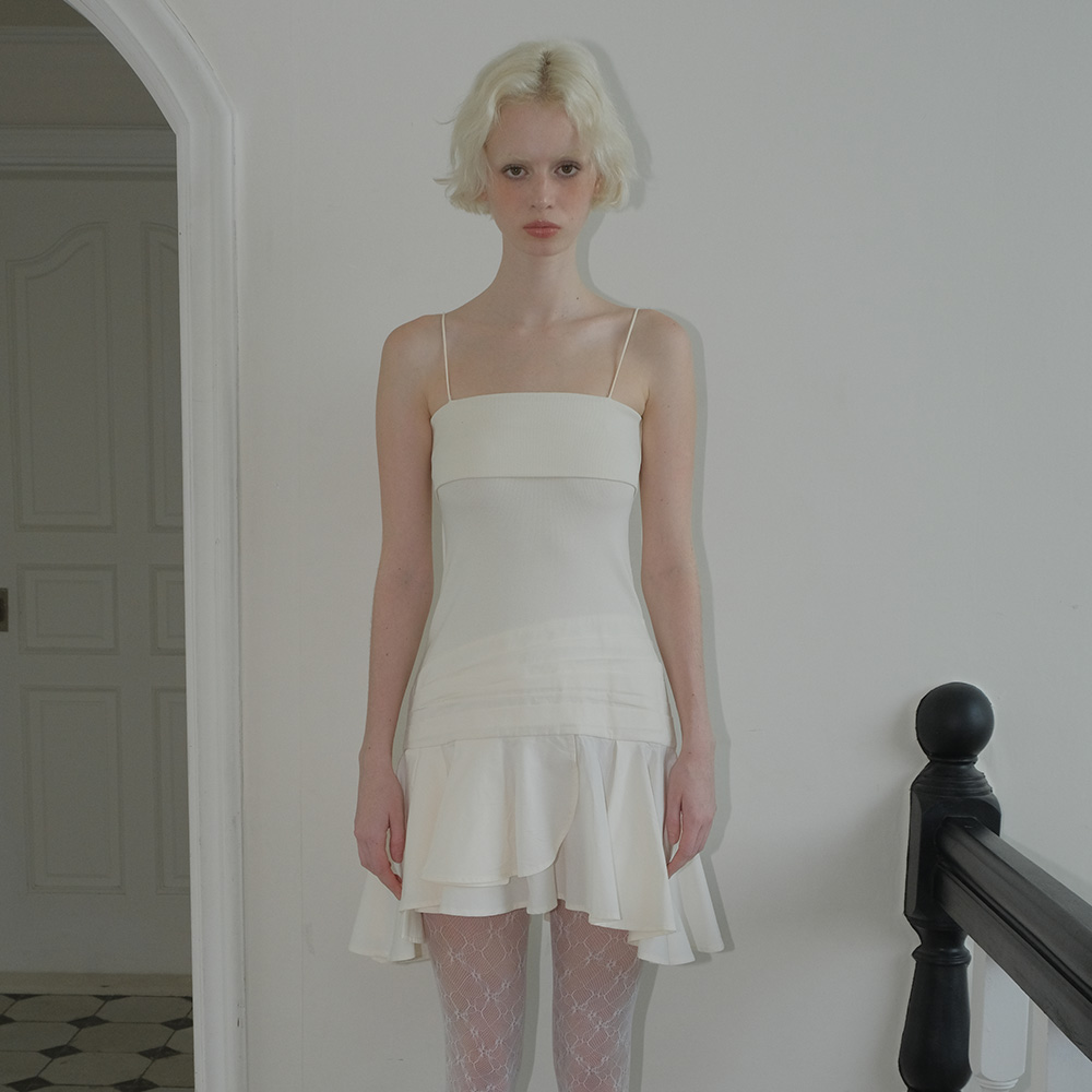 C RUFFLE SLEEVELESS DRESS_IVORY