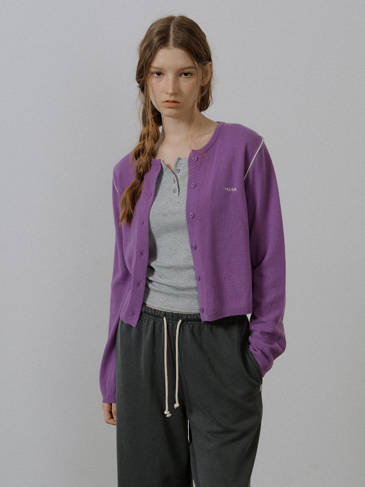 Color point wool knit cardigan [FRSP05CD04]_Violet