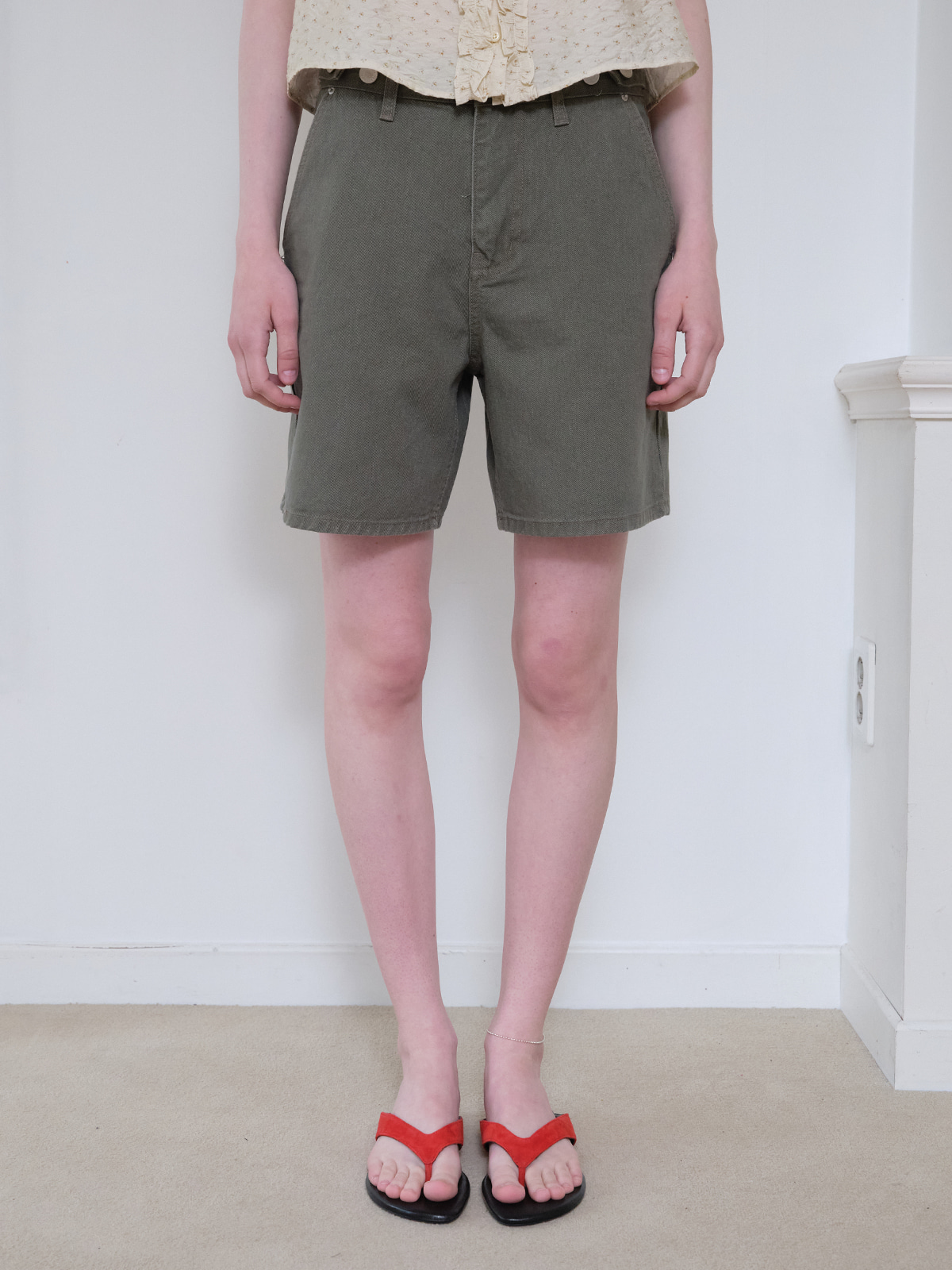 Washed cargo denim shorts [FRSP08SP01]_Khaki