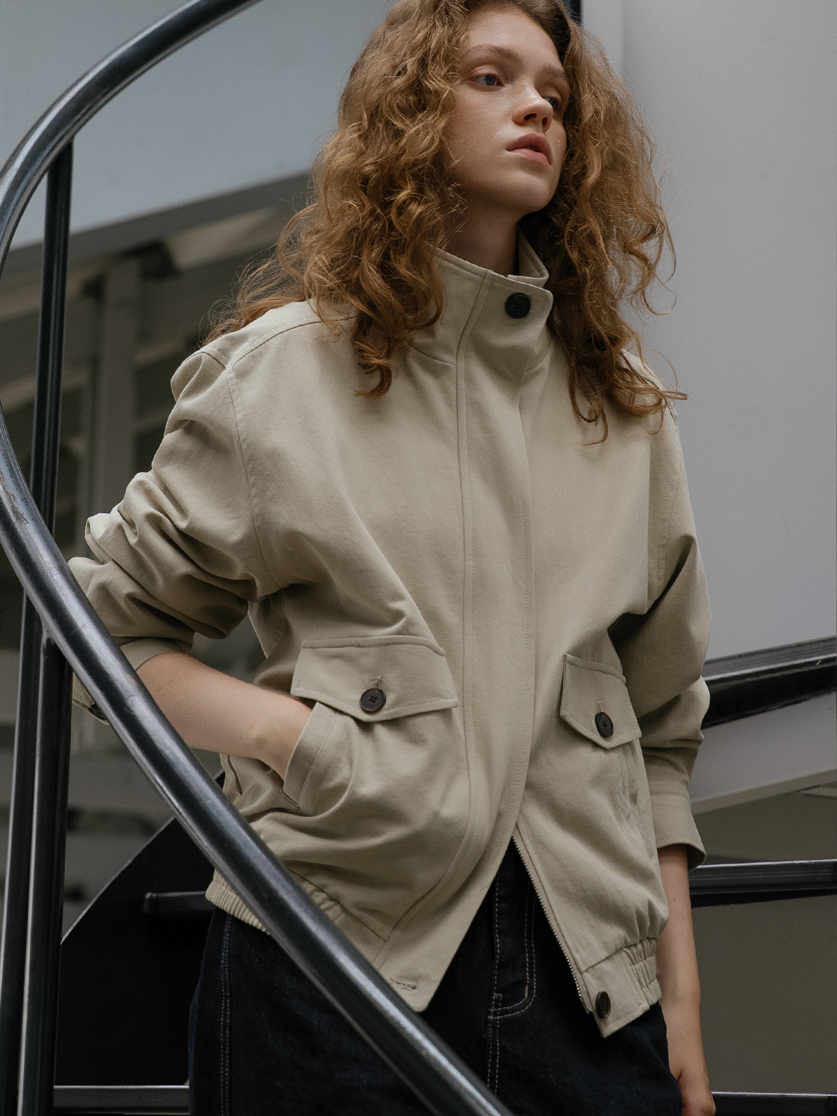 Two-way bomber jumper FRFA01JP01_Beige