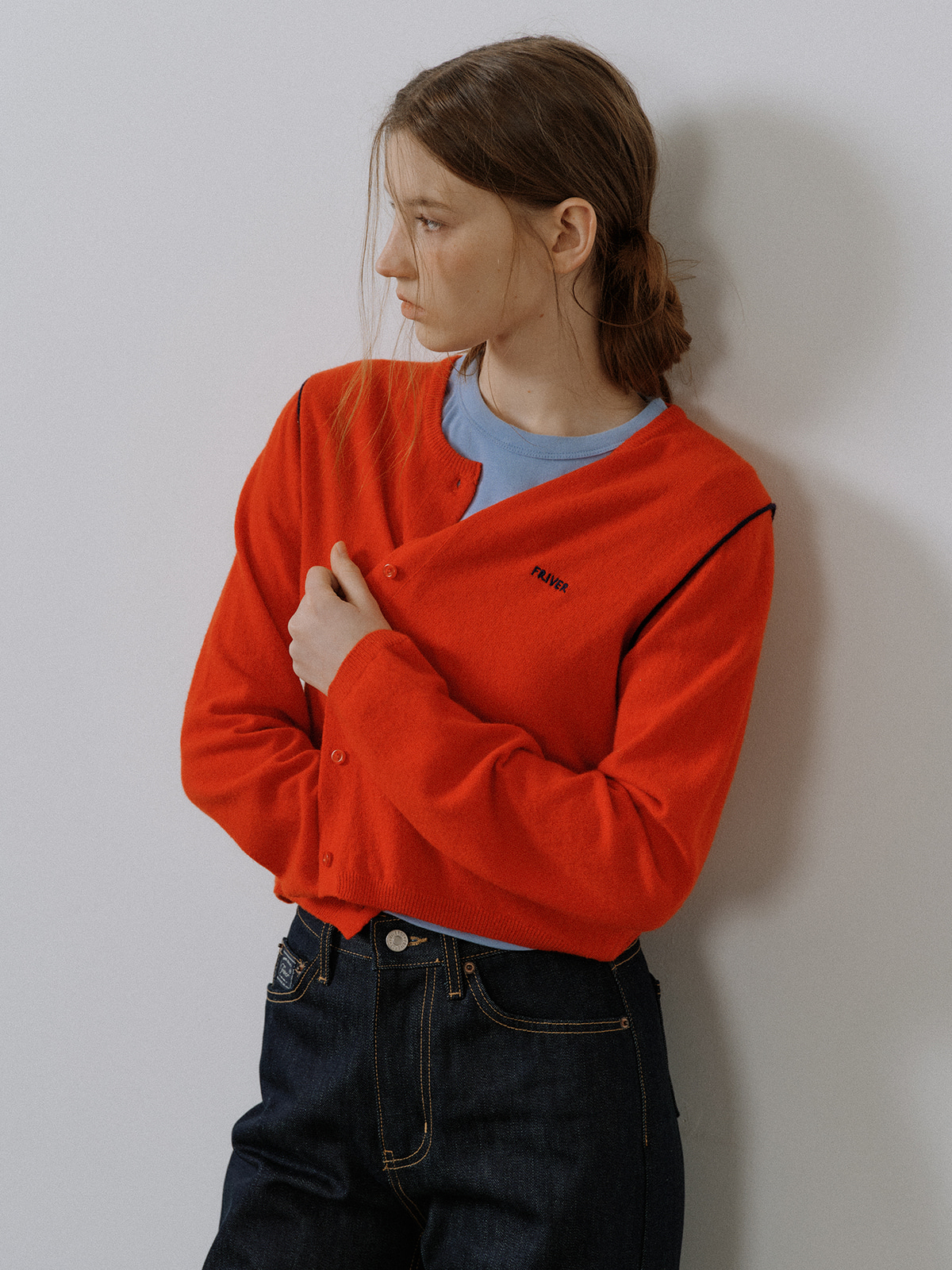 Color point wool knit cardigan [FRSP05CD05]_Red