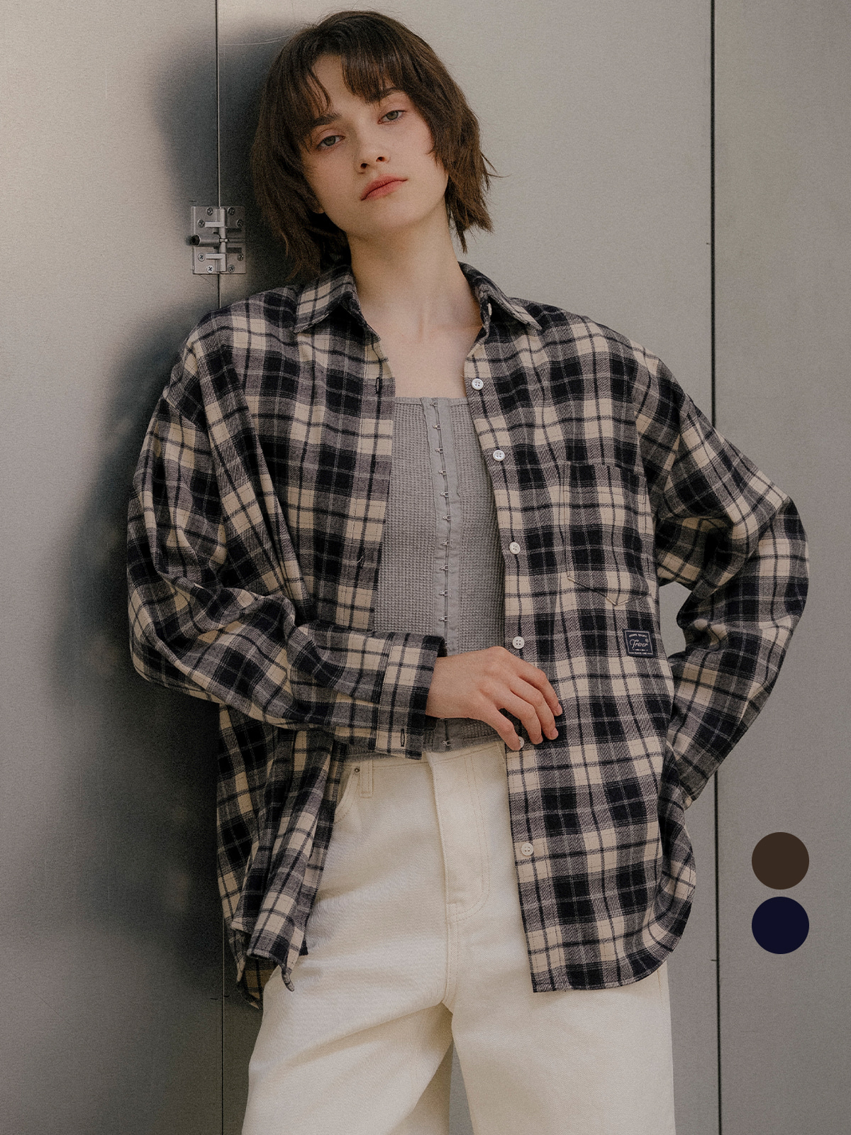 Loose fit flannel check shirt [FRFA03SH01]_2color
