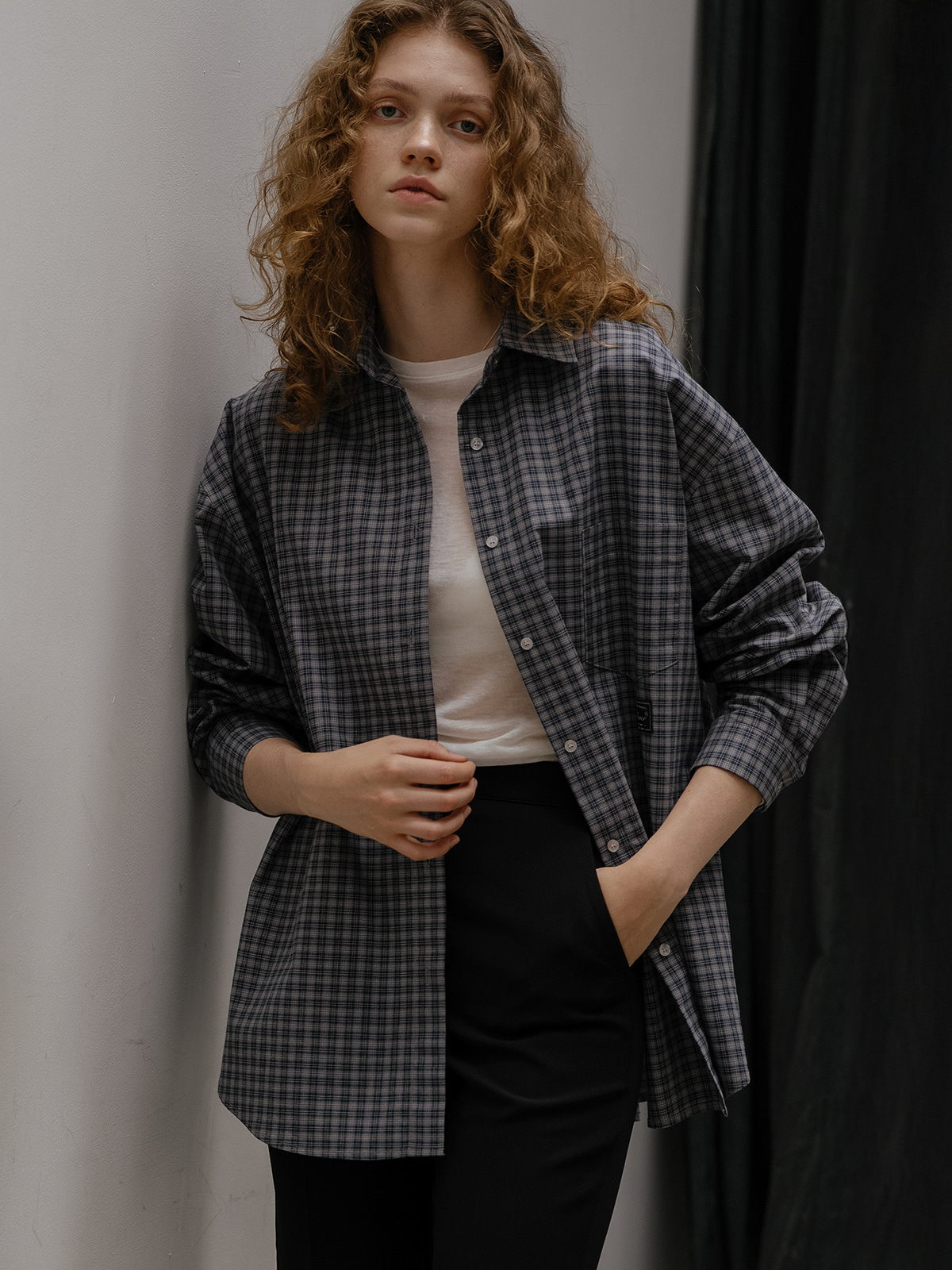 【購入特典】Oversized checked shirt FRFA01SH10_Navy