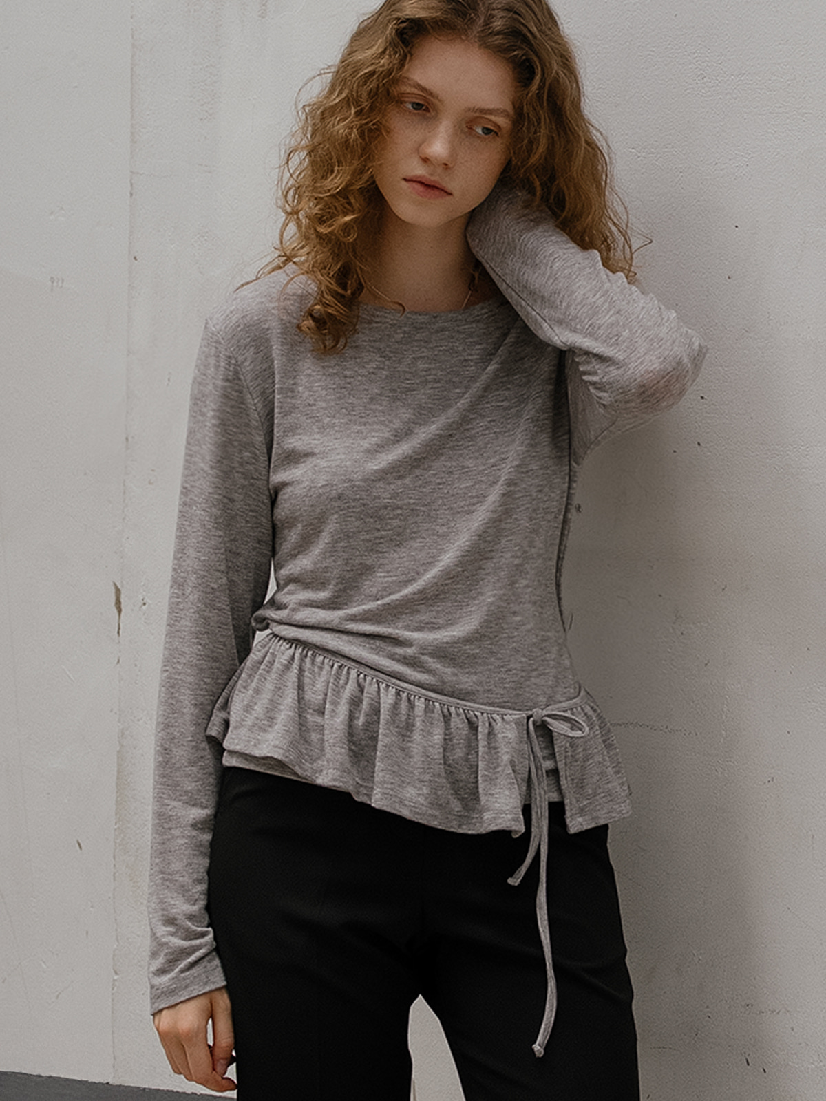 【購入特典】Frill shirring layered t-shirt FRFA01LT04_Gray