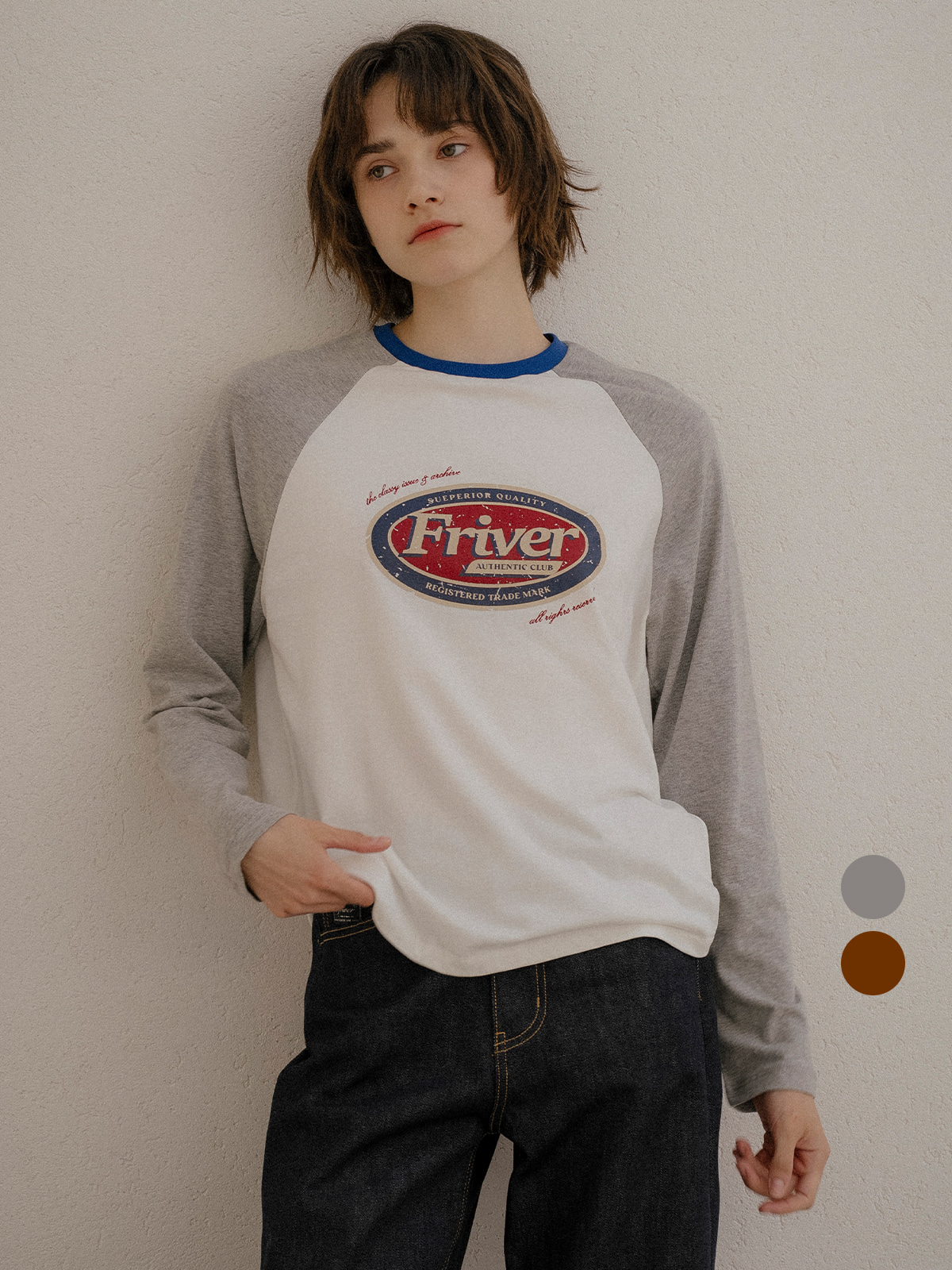 [K-POPアイドル着用] Friver raglan coloring t-shirt_2color