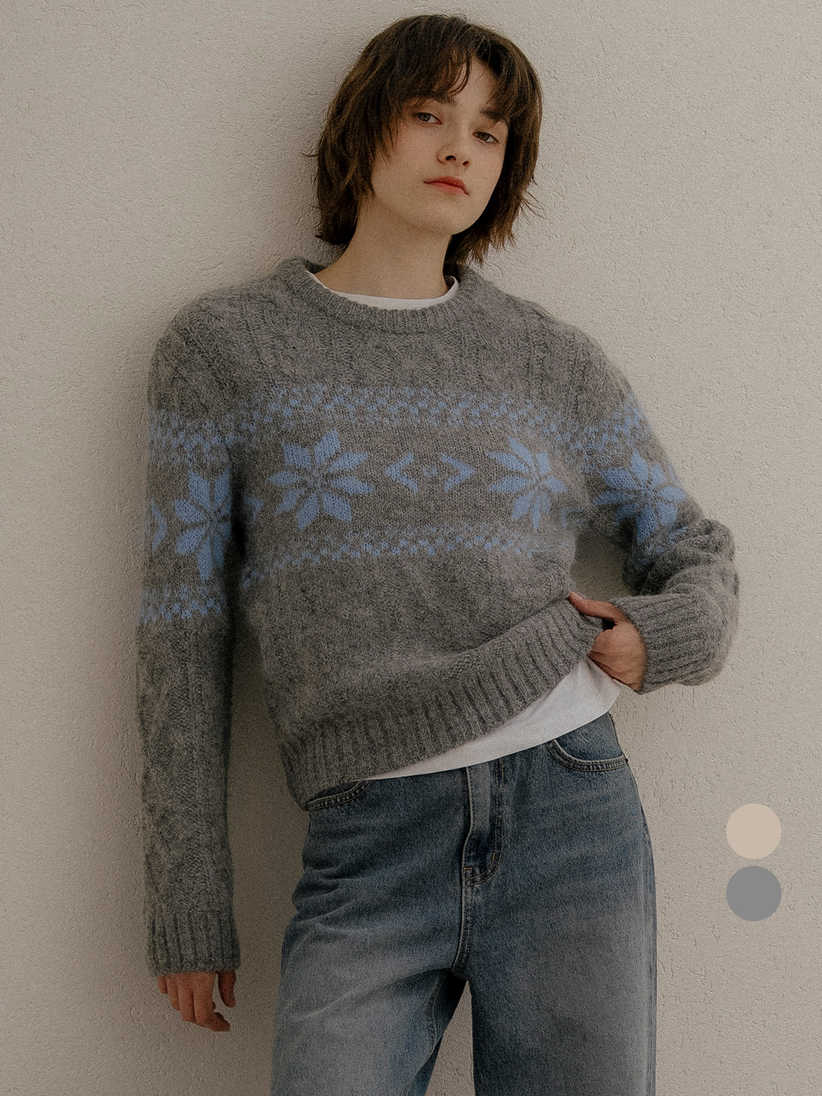 Alpaca blended nordic snow knit [FRFA03NT01]_2color