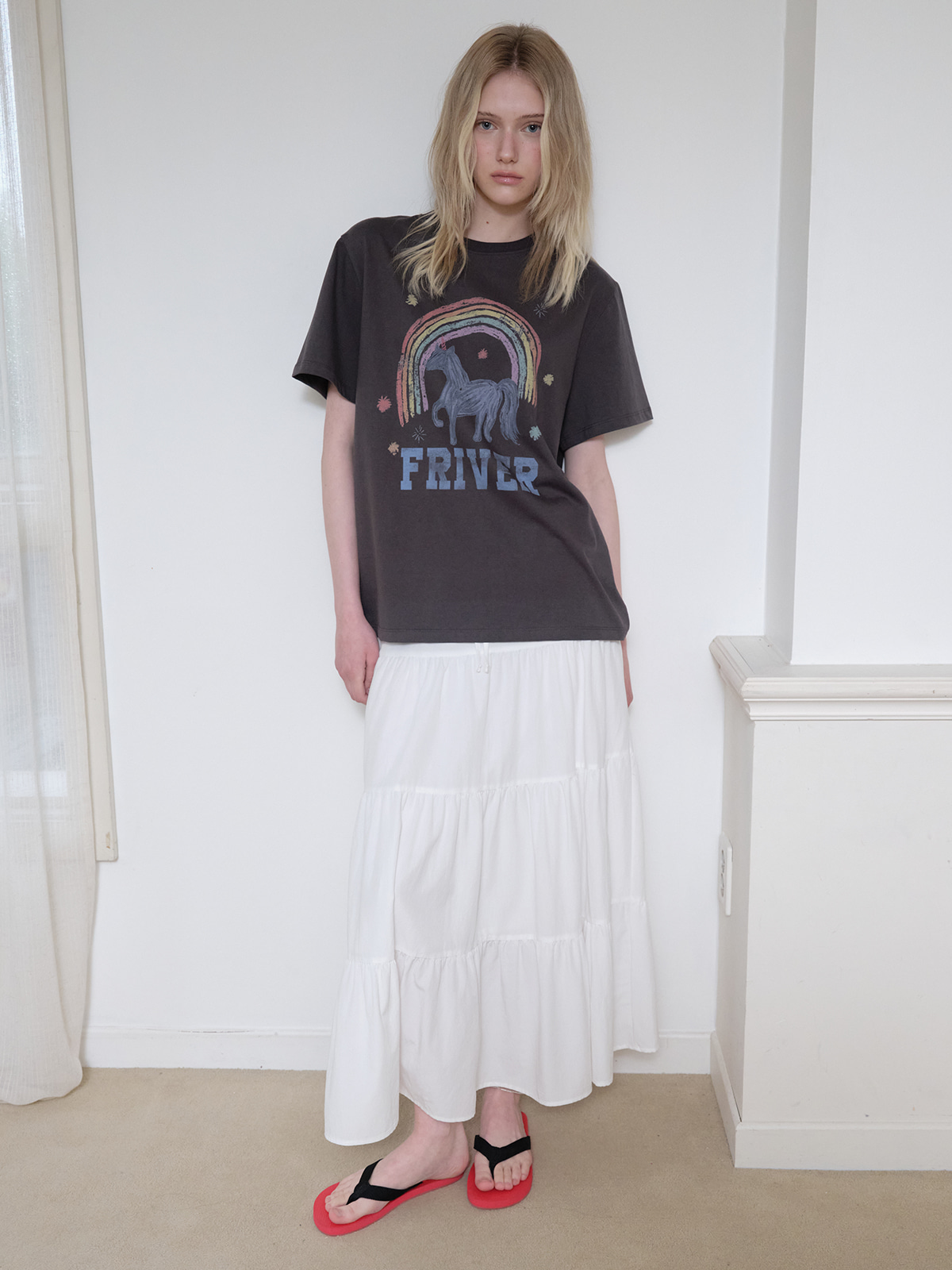 Shirring flare long skirt [FRSP08SK01]_Ivory